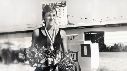 Sue Pitt Anderson won a national swimming title as a teen